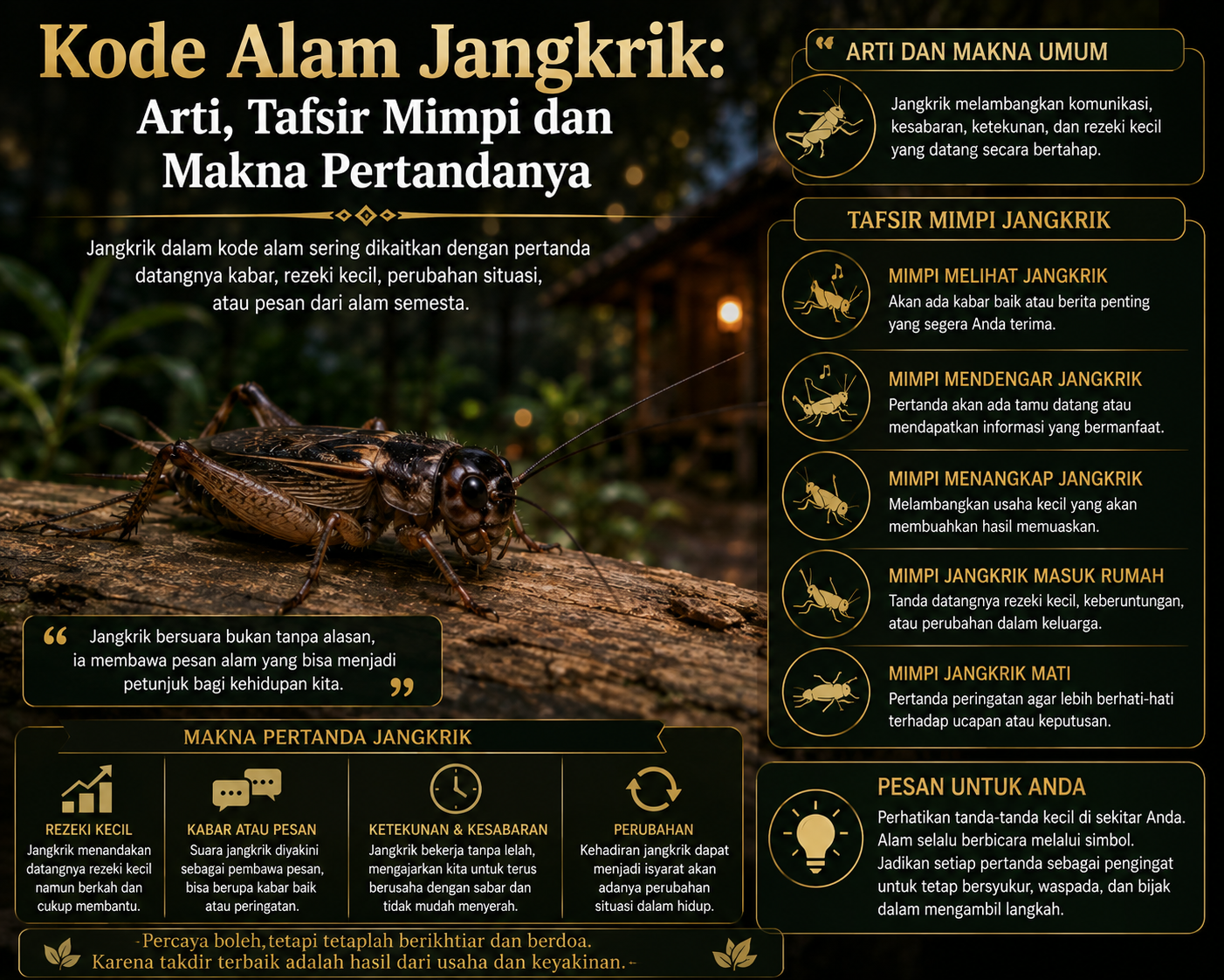 Kode Alam Jangkrik: Arti, Tafsir Mimpi dan Makna Pertandanya